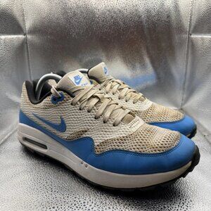 Size 10.5 Nike Air‎ Max 1 Golf Mens Beige Blue Sneaker Lace Up Shoes CI7576-101